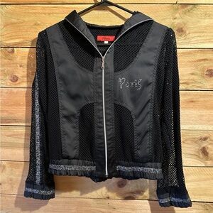 Cookie mesh jacket fabric by Italy black